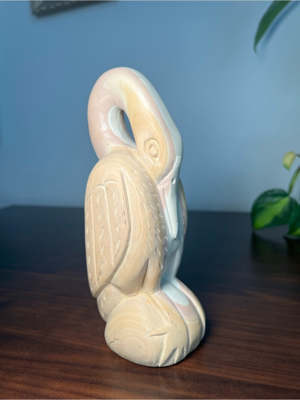 Vintage Hand Carved Alabaster Swan Bird Figurine – Mid Century Decor